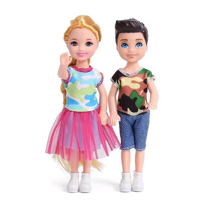 Mini Figures Baby Boys Kawaii Kids Toys 7 Items / Lot Doll Shoes Fashion Dress Clothes For Barbie Families 5.5 Inch Girls Dolls
