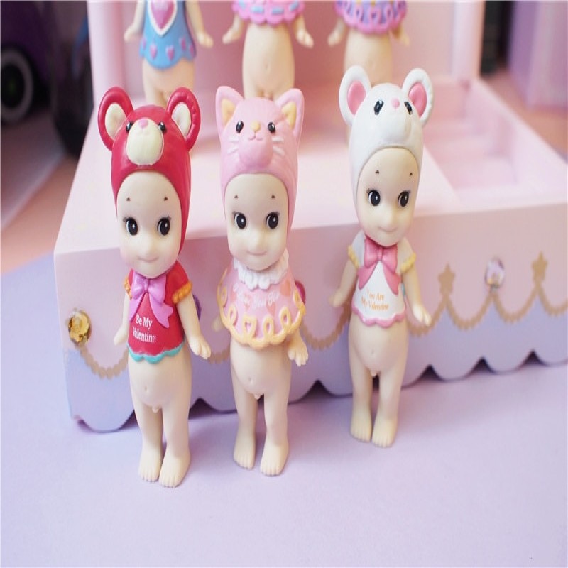 Cute Kewpie Doll Valentine's Day Limited Edition Sonny Angel Animal Action Figure Toys Fox Dog Mouse Original Limited 1 PCS 8 CM