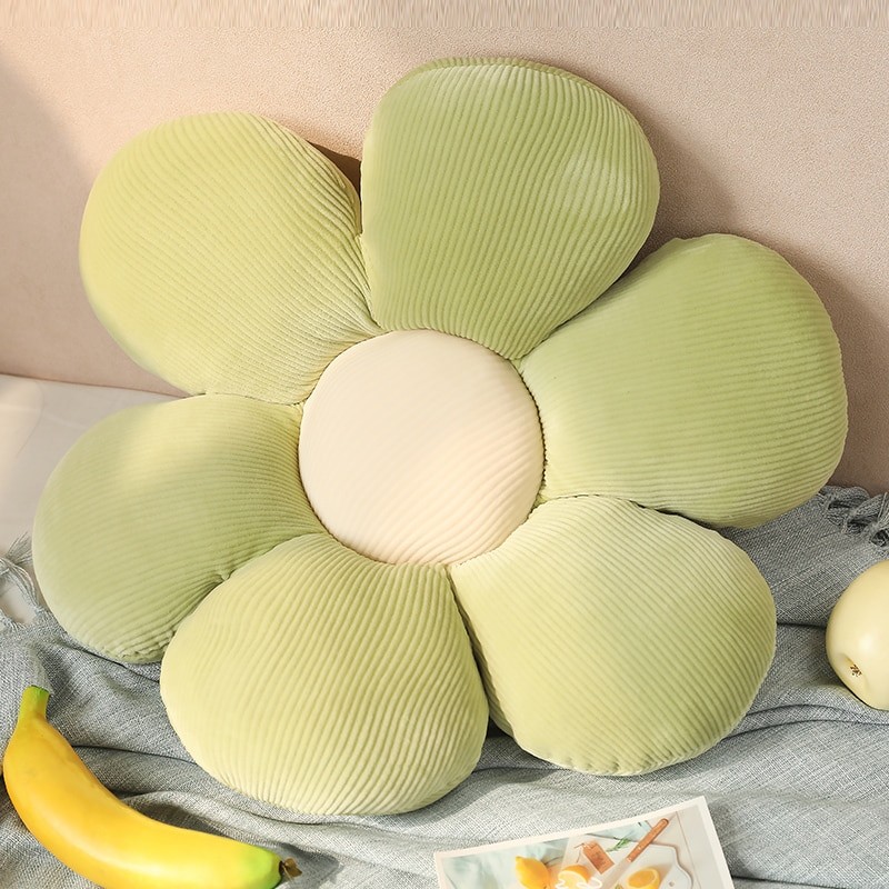 Stuffed Six Petal Flower Cushion Girly Room Decor Sunflower Pillow Bay Window Green Flower Setting for Kids Bedroom Seat Pillow