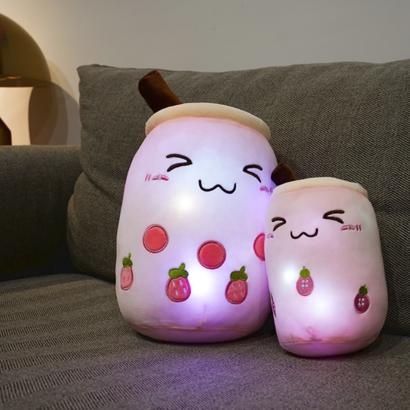 25cm Colorful Lights Boba Plush Toy New Bubble Tea Stuffed Pillow Light Up Night Kid Gift Soothe Plushie Doll Wholesale