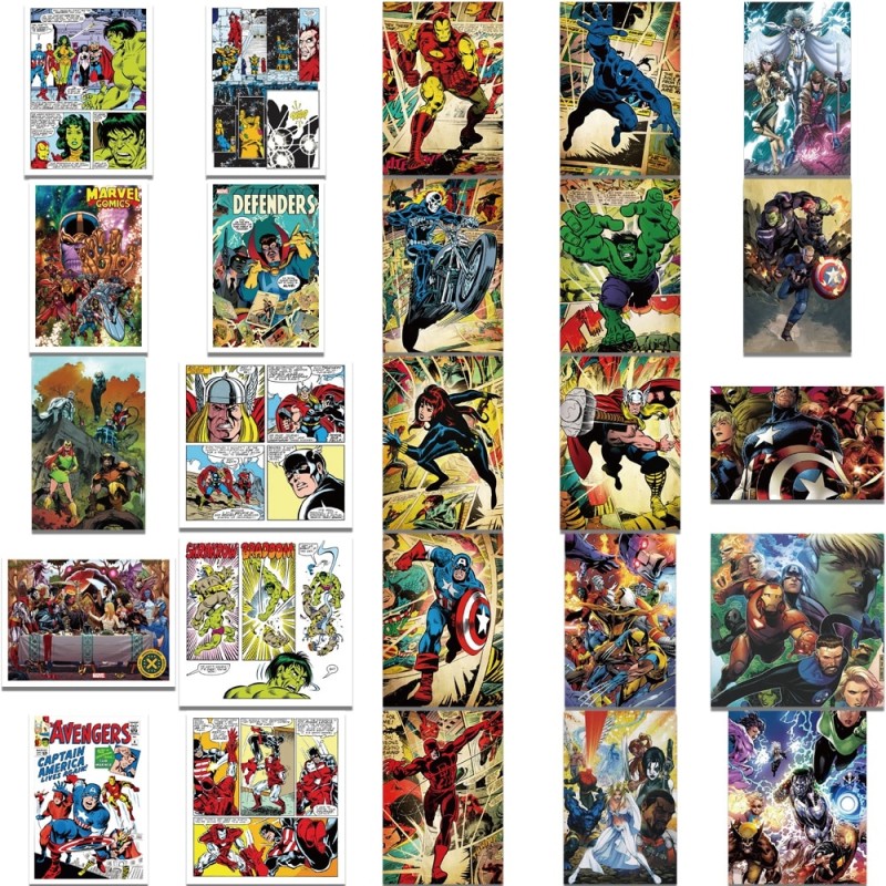 50PCS Marvel Comics Stickers Avengers Superheroes Hulk Ironman Spiderman Captain America Decals for Fridge Laptop Kids Toys