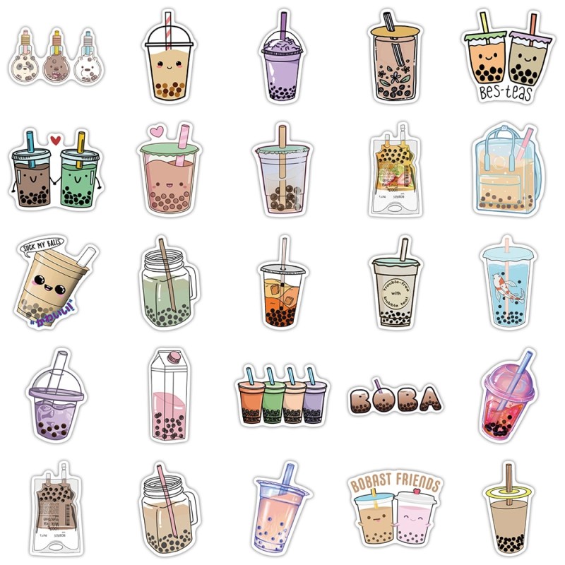50PCS Cute Drink Anime Stickers Aesthetic Kawaii Laptop Guitar Luggage Fridge Phone Graffiti Sticker Decal Kid Classic Toys
