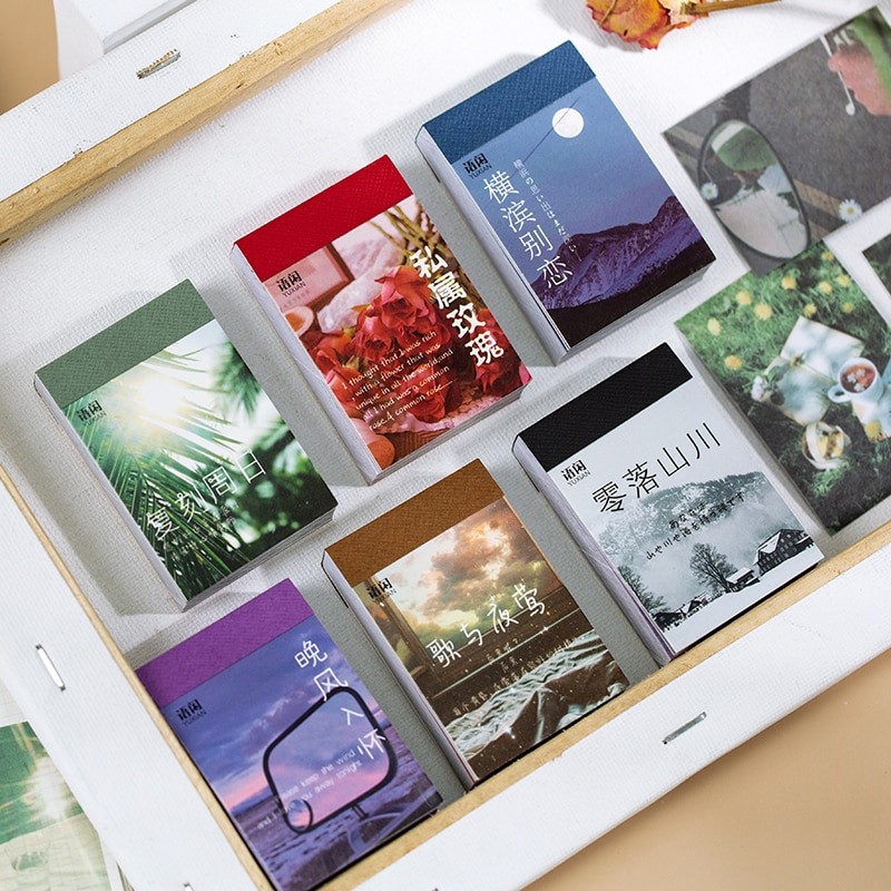 Yoofun 50 Sheets Natural Scenery&amp;Art Paintings Stationery Stickers Book Aesthetic Landscape Cute Bullet Journaling Decor Sticker