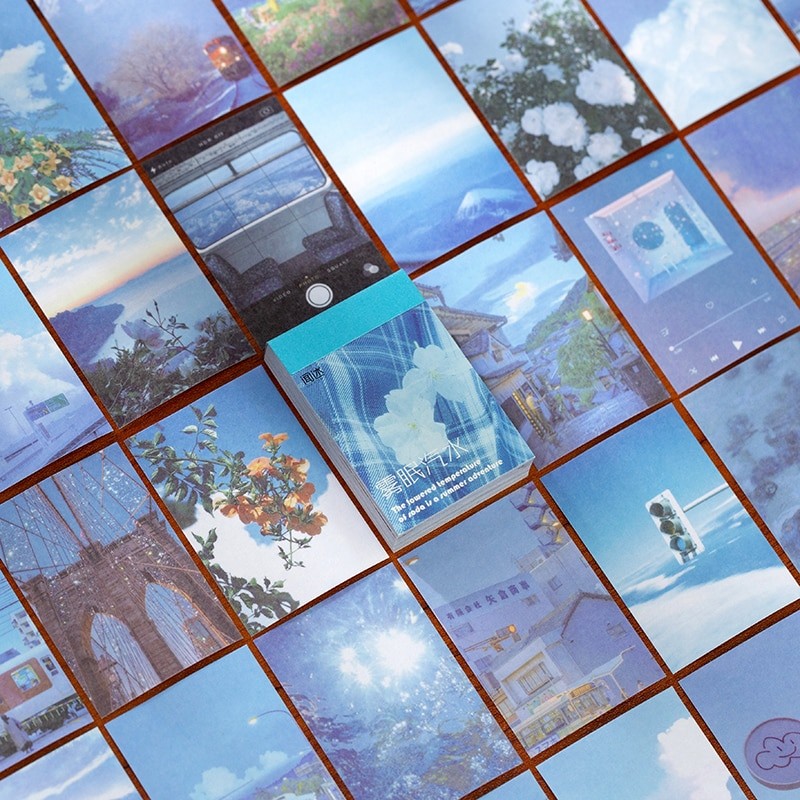 Yoofun 50 Sheets Natural Scenery&amp;Art Paintings Stationery Stickers Book Aesthetic Landscape Cute Bullet Journaling Decor Sticker