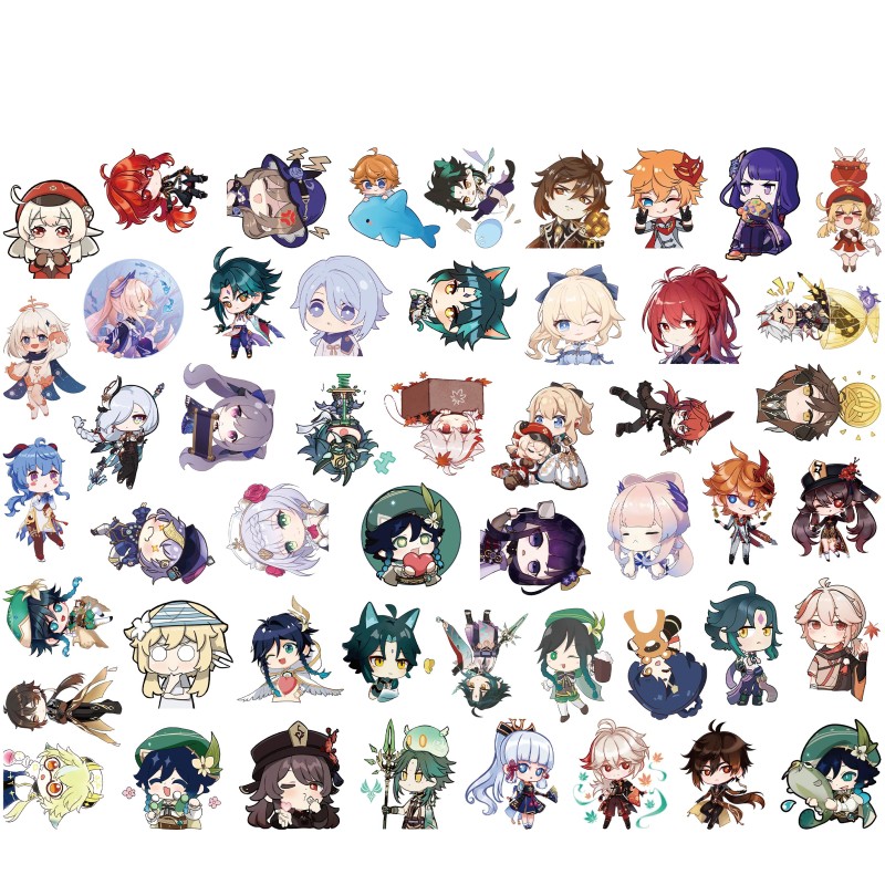 NEW!50/100PCS Anime Game Genshin Impact Stickers Graffiti for Laptop Luggage Skateboard Guitar Motorcycle Decal Scrapbook Toy