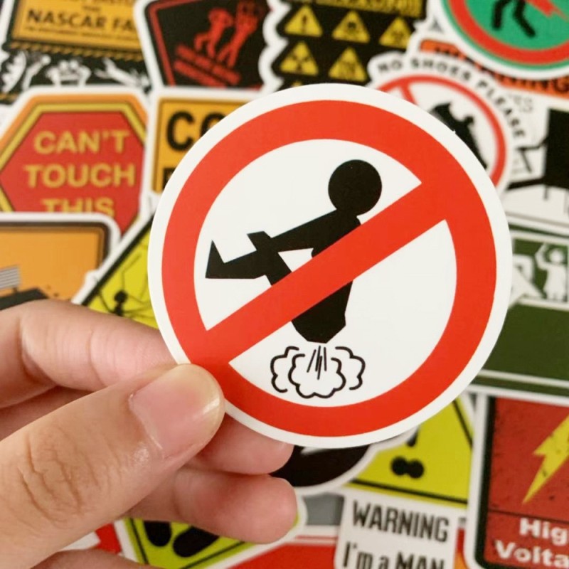 10/30/50PCS Warning Stickers Danger Banning Signs Reminder Waterproof Decal Sticker to Laptop Motorcycle Luggage Phone Snowboard