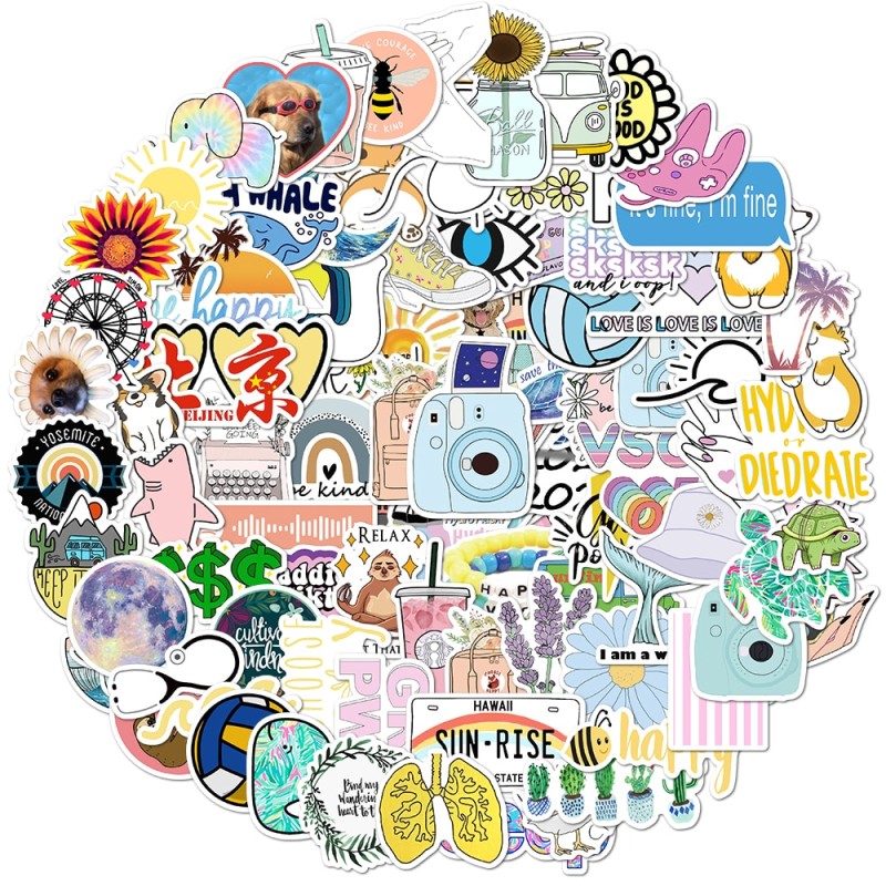 50/100Pcs/Set Cartoon Girls Vsco Stickers For Guitar DIY TOY Bicycle Motorcycle Car Skateboard Snowboard Laptop Luggage