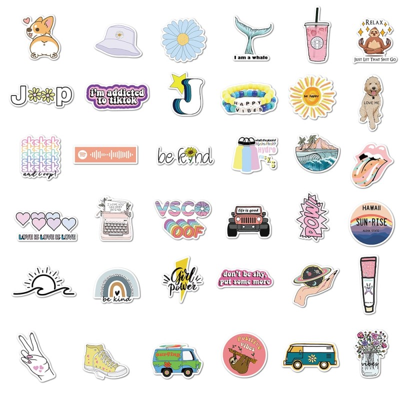 50/100Pcs/Set Cartoon Girls Vsco Stickers For Guitar DIY TOY Bicycle Motorcycle Car Skateboard Snowboard Laptop Luggage