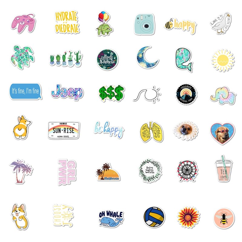 50/100Pcs/Set Cartoon Girls Vsco Stickers For Guitar DIY TOY Bicycle Motorcycle Car Skateboard Snowboard Laptop Luggage