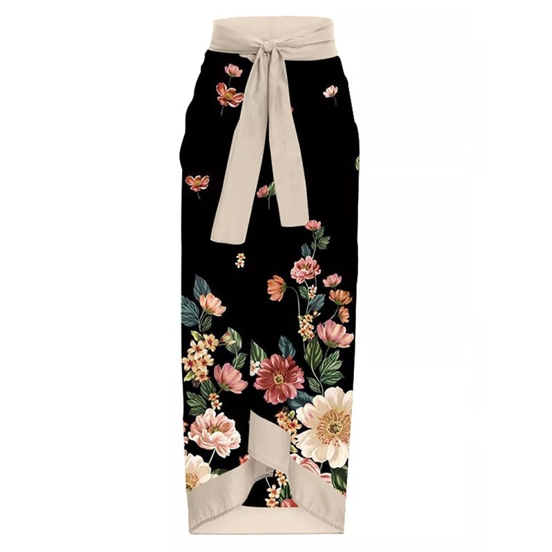 MUOLUX 2023 Vintage Swimsuit One-Piece Floral Print Swim Skirt Women Cover Up Swimwear Summer Beachwear Brazilian Swimming Suit