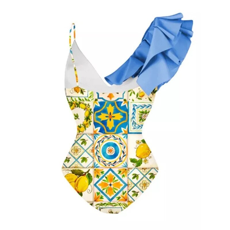 CPUTAN 2023 Female Retro Ruffle Swimsuit &amp; Skirt Asymmetrical Holiday Beach Dress Designer Bathing Suit Vintage Summer Surf Wear