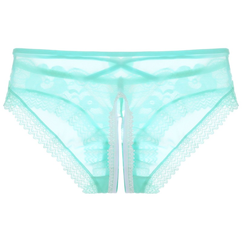 Mens See-Through Mesh Lace Briefs Panties Lingerie Open Crotch Sissy Underwear Bowknot Strappy Crotchless Underpants