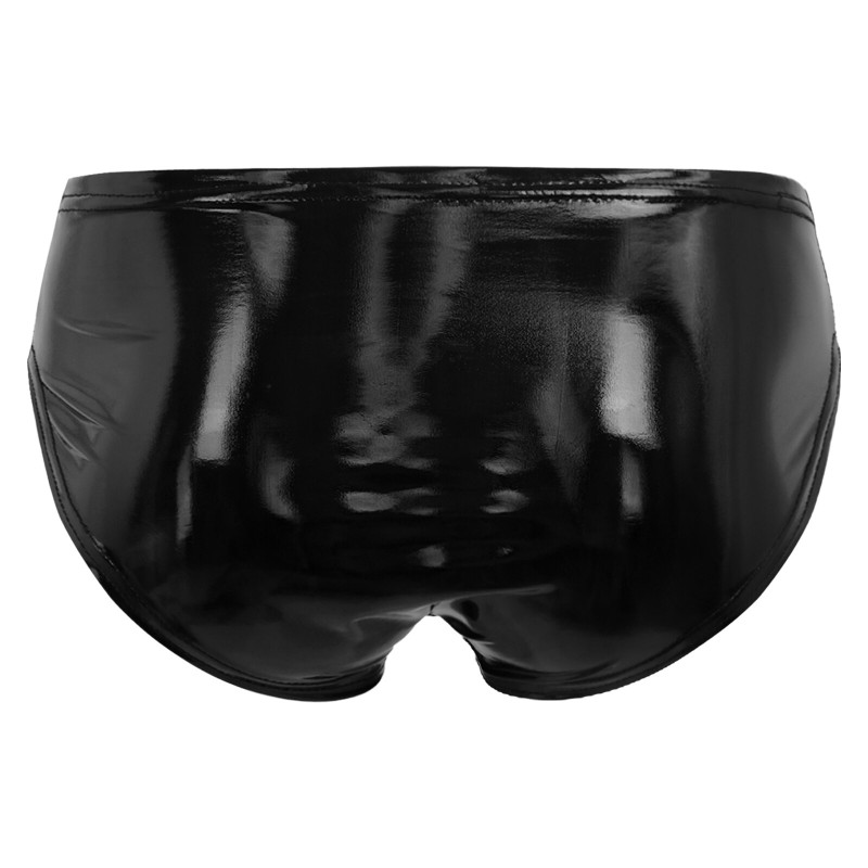 Mens Underwear Wet Look Patent Leather Briefs Panties Elastic Waistband Underpants for Club Pole Dancing