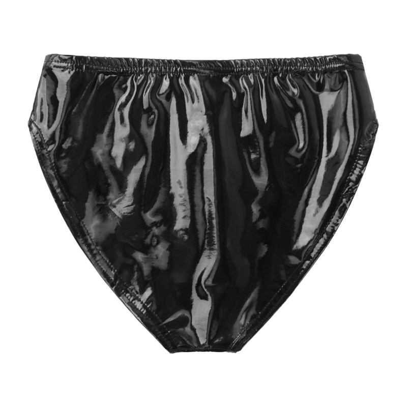Mens Underwear Wet Look Patent Leather Briefs Panties Elastic Waistband Underpants for Club Pole Dancing