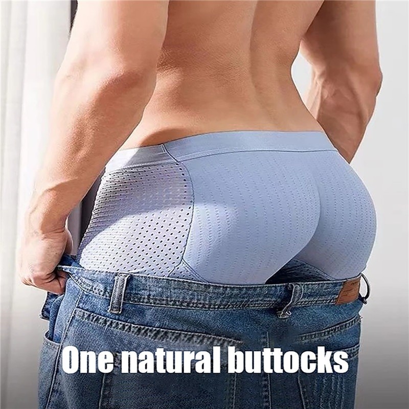 Men Shaper Latex Buttock Pad Underpants Male Fake Buttocks Up Hip Lifting Seamless Rich Buttocks Honey Peach Hip Skating