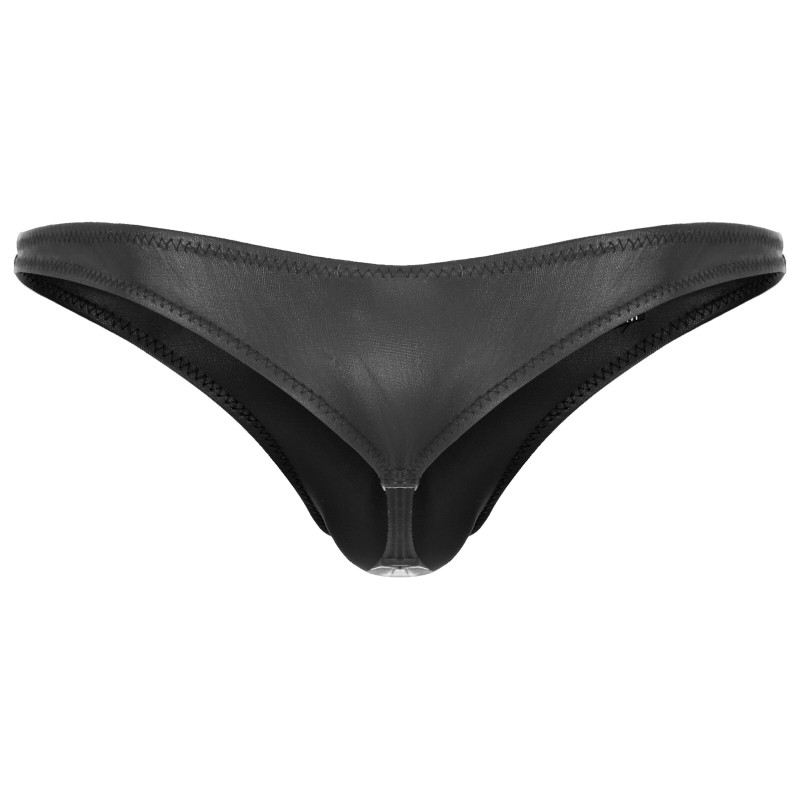 Mens G-string Thongs Lingerie Sissy Panties Low Rise Bulge Pouch PU Leather T-back Elastic Waistband Jockstrap Thongs Underwear