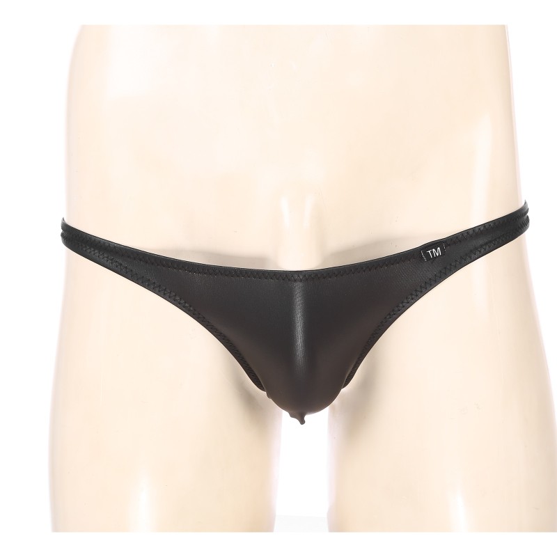 Mens G-string Thongs Lingerie Sissy Panties Low Rise Bulge Pouch PU Leather T-back Elastic Waistband Jockstrap Thongs Underwear