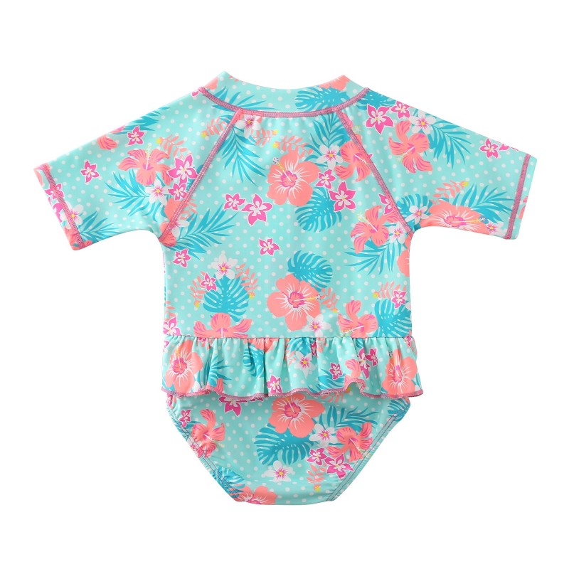 Wishere One-Piece Swimsuit Kid's Girls' Swimwear 3-24Months Summer Cute Baby Sunsuit Short Sleeves Infant Swimming Suit