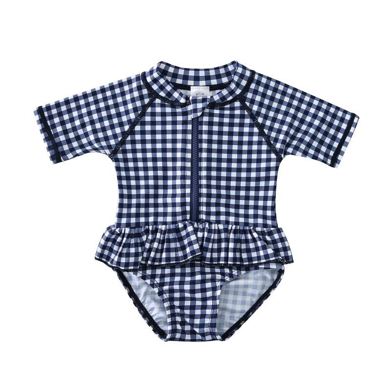 Wishere One-Piece Swimsuit Kid's Girls' Swimwear 3-24Months Summer Cute Baby Sunsuit Short Sleeves Infant Swimming Suit