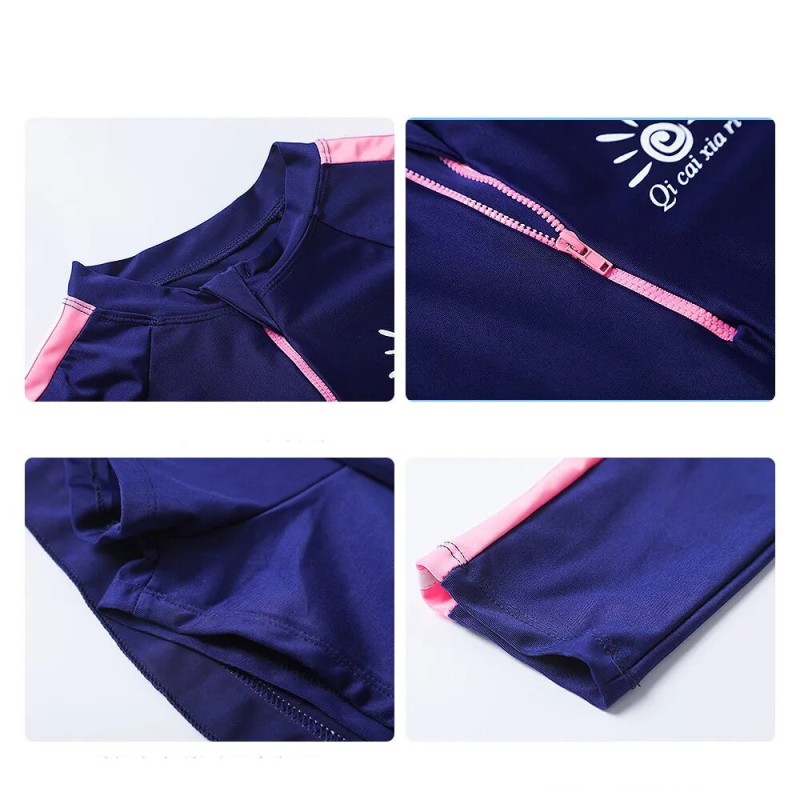 Children's Swimwear Sports Sunscreen Short-sleeved Split for Summer girls'Dacron
