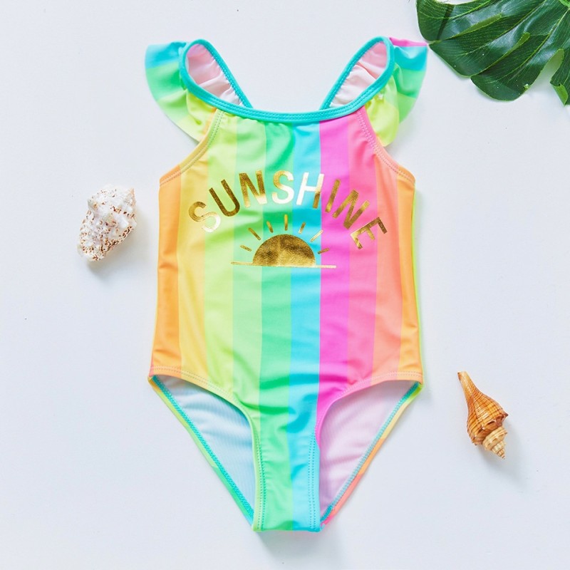 2-16years Girls Swimsuit One Piece Swimsuit 2022 Fashion Rainbow Mermaid Swimwear For Children Summer Bathing Suits