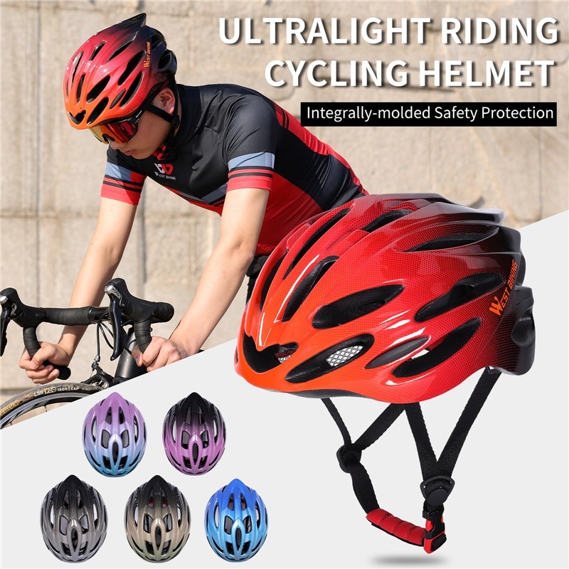 WEST BIKING Ultralight Bike Helmet Adjustable MTB Road Bicycle Helmet Cycling Motorcycle Sport Men Women Safety Cap Protection