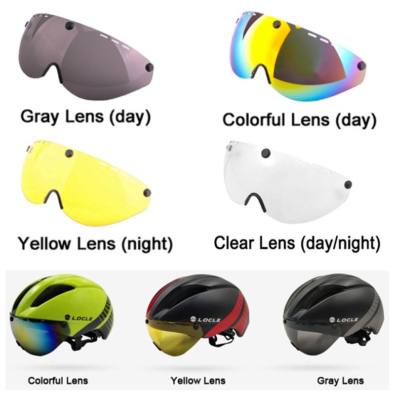 LOCLE Magnetic Goggles Cycling Helmet Road Mountain MTB Bike Bicycle Helmet With Lens 11 Air Vents Helmet Bike Casco Ciclismo