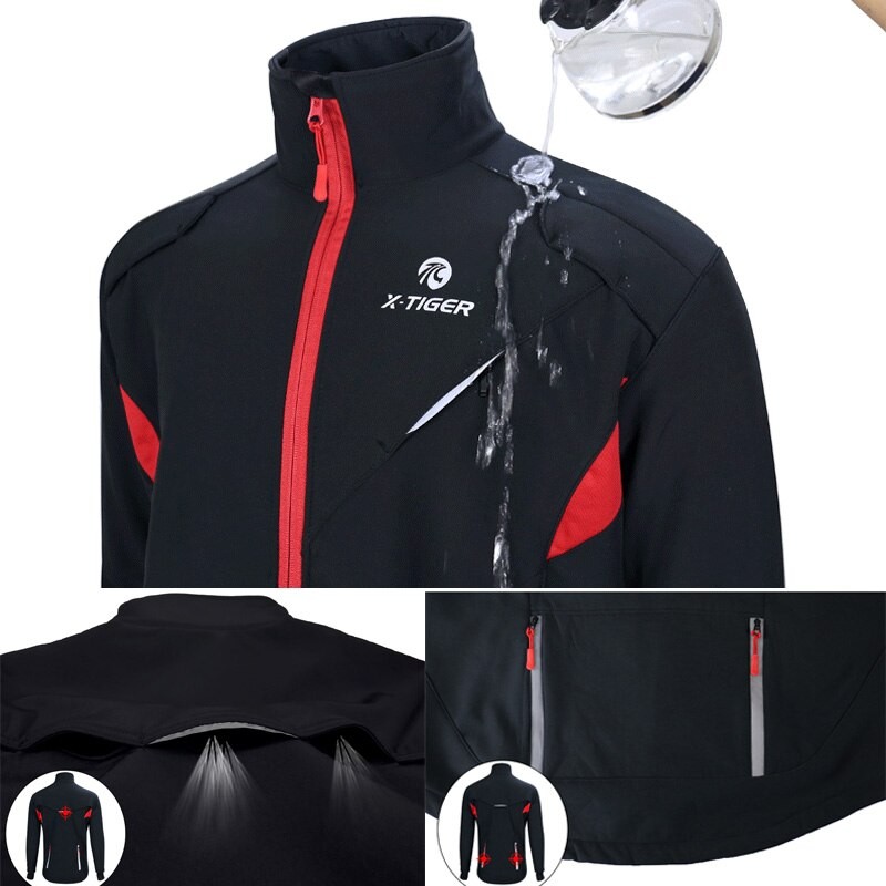 X-TIGER Cycling Jersey Winter Thermal Fleece Men's Bicycles Clothing Windproof Bicycle Reflective Biking Jacket Sportswear