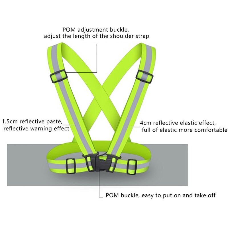 Reflective Vest Unisex High Visibility Adjustable Safety Vests Elastic Strip Security Traffic Night Working Running Cycling Vest