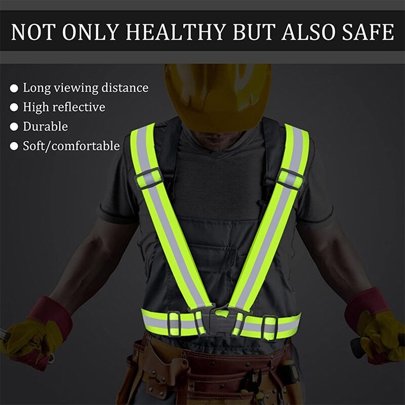 Reflective Vest Unisex High Visibility Adjustable Safety Vests Elastic Strip Security Traffic Night Working Running Cycling Vest