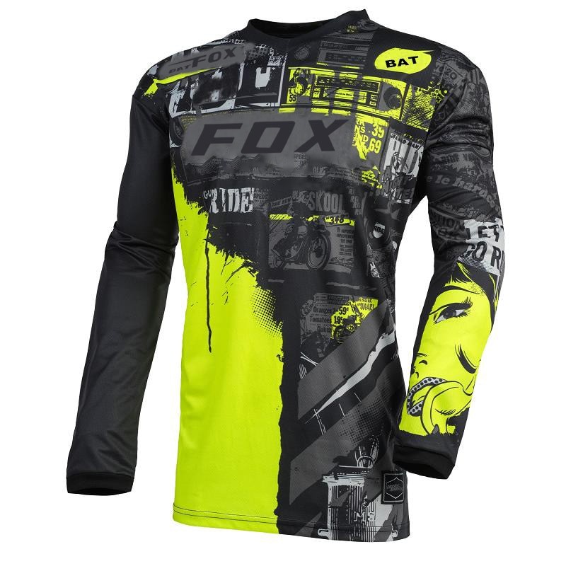 Men's Long sleeve motocross Cycling Jersey BAT Fox Downhill Mountain Bike MTB Shirts Offroad DH Motorcycle Motocross  Clothing