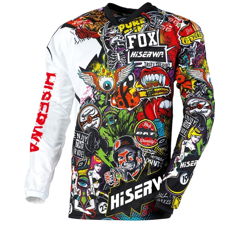 Men's Long sleeve motocross Cycling Jersey BAT Fox Downhill Mountain Bike MTB Shirts Offroad DH Motorcycle Motocross  Clothing