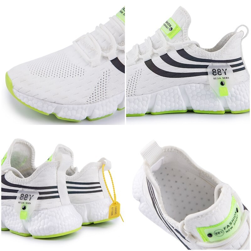 Men's Sneakers Mesh Breathable Running Tennis Light Casual Women Shoes Fluorescent Jogging Summer White Outdoor Sports Couple 46