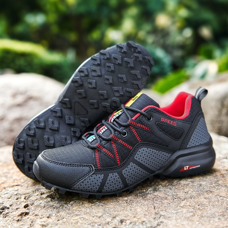 Men Outdoor Trainer Hiking High Quality Climbing Shoes Trekking Sneakers Rubber Sole Hunting Trekking Rock Climbing Lace Up Soft