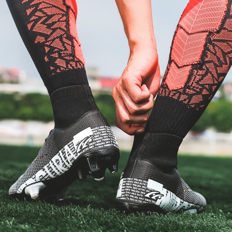 Men Soccer Shoes Adult Kids TF/FG High Ankle Football Boots Cleats Grass Training Sport Footwear 2022 Trend Men's Sneakers 35-45