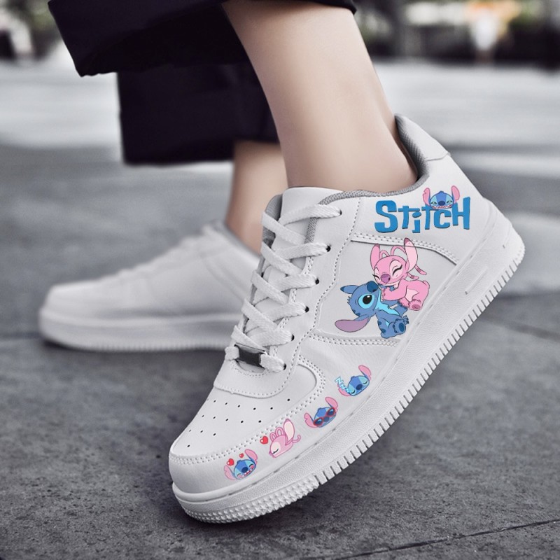 Disney Stitch Couple Fashion Men Women Vulcanize Shoes Male White Platform Sneakers Lovely Girls Casual Shoes Woman Flats
