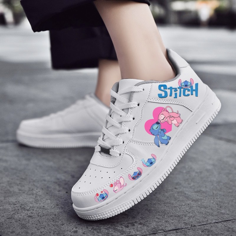 Disney Stitch Couple Fashion Men Women Vulcanize Shoes Male White Platform Sneakers Lovely Girls Casual Shoes Woman Flats