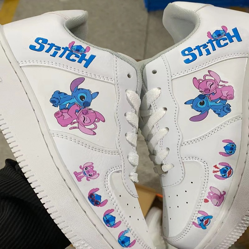 Disney Stitch Couple Fashion Men Women Vulcanize Shoes Male White Platform Sneakers Lovely Girls Casual Shoes Woman Flats