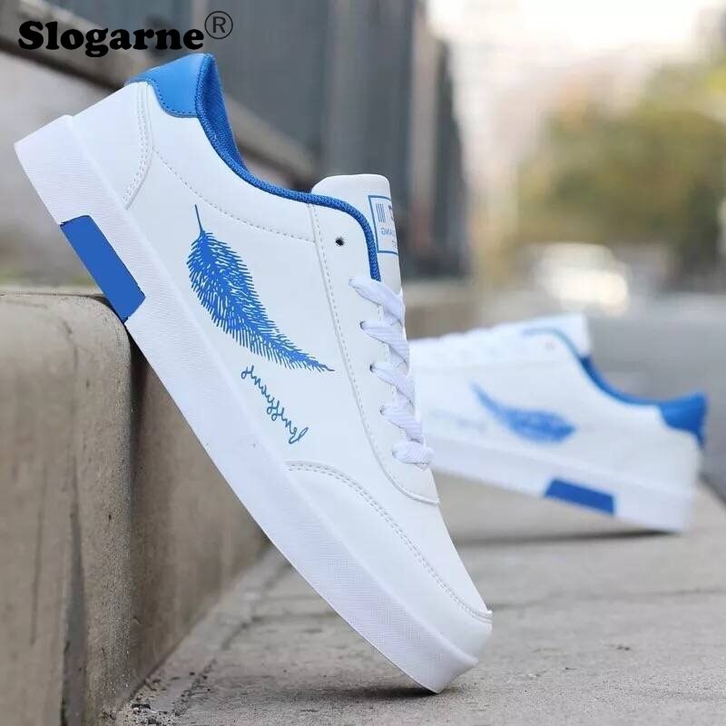 Men's Autumn Leather Casual Sneakers Student Casual Shoes Skateboard Shoes Man Faux Leather Shoes Loafers Trendy Vulcanized Shoe