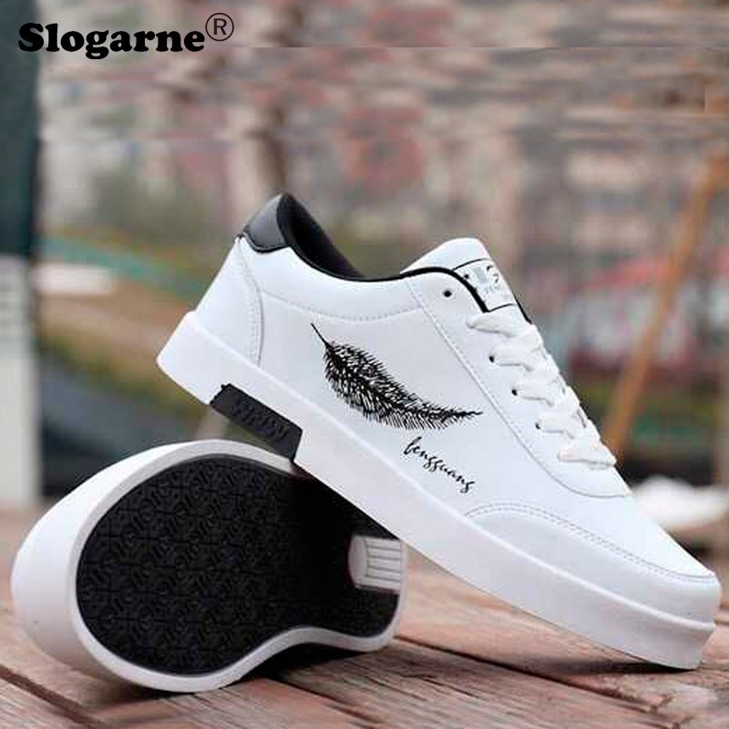 Men's Autumn Leather Casual Sneakers Student Casual Shoes Skateboard Shoes Man Faux Leather Shoes Loafers Trendy Vulcanized Shoe