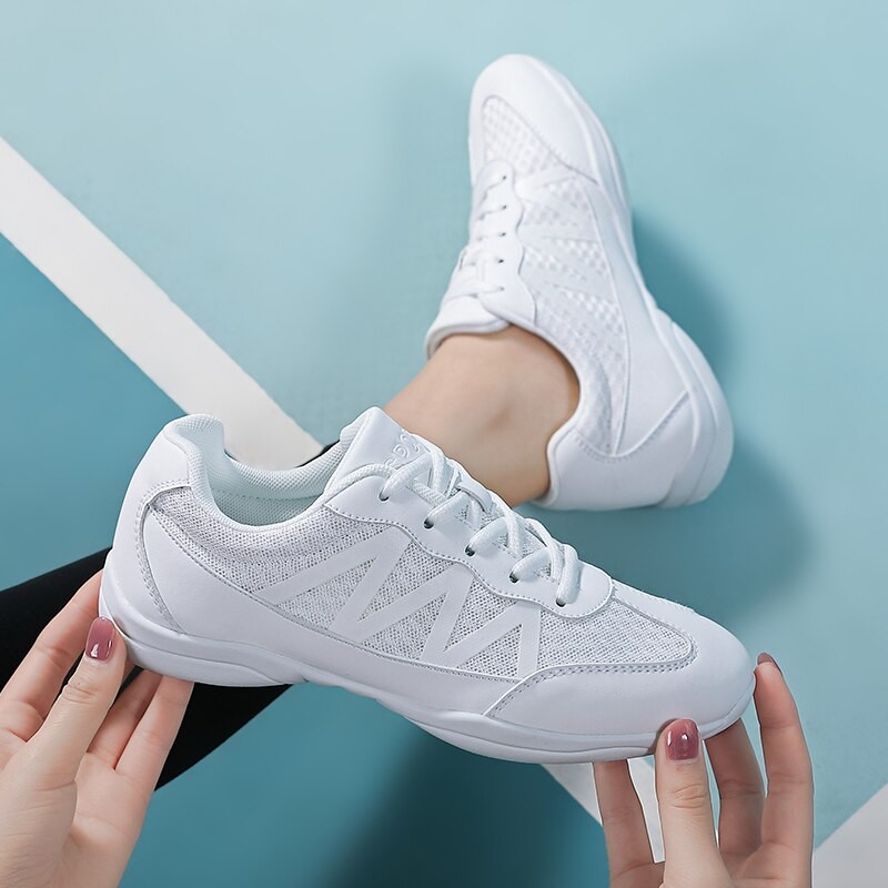 Flying Weave Breathable White Women Cheerleaders Dance Shoes Children Gymnastics Sneakers Girls Boys Training Cheerleading Shoes