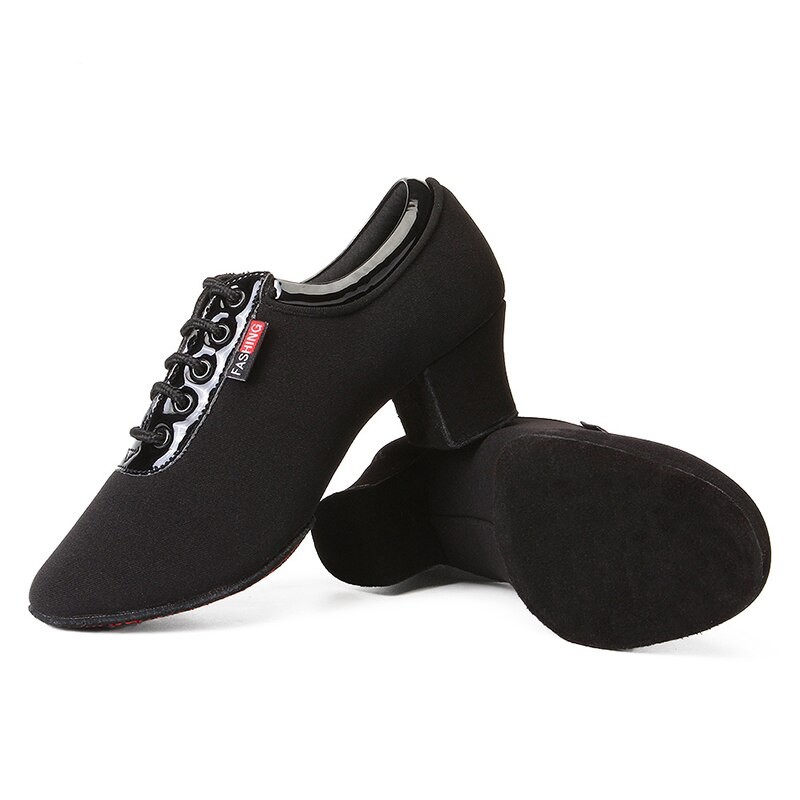 Women Dance Shoes Latin Heels 5CM Practice Ballroom Jazz Salsa Dancing Shoes Black/Red Casual Training Modern Dance Sneakers