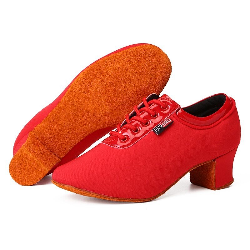 Women Dance Shoes Latin Heels 5CM Practice Ballroom Jazz Salsa Dancing Shoes Black/Red Casual Training Modern Dance Sneakers