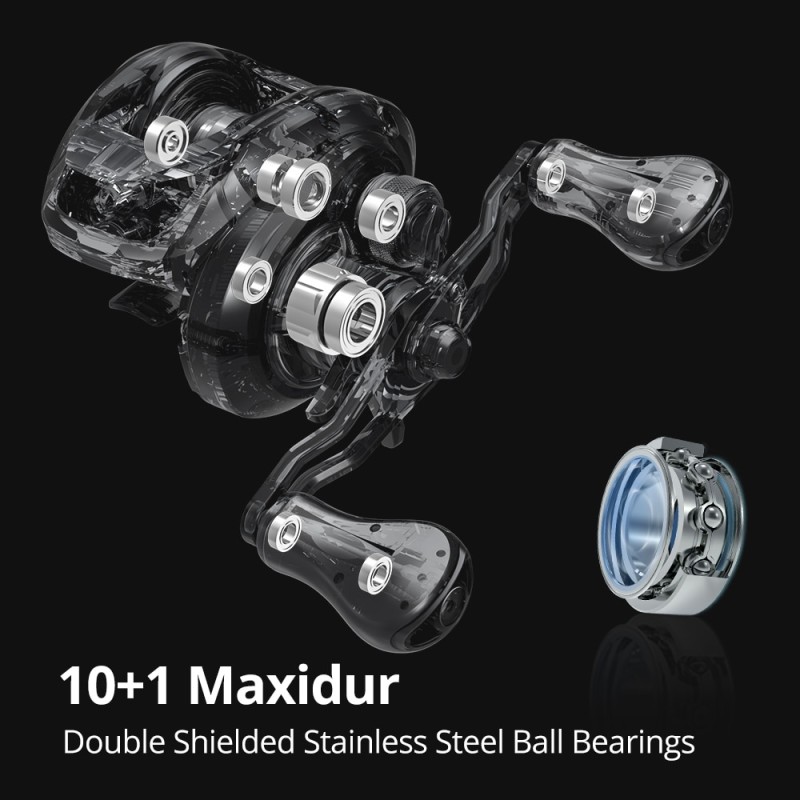 KastKing Sharky III Long Cast Baitcasting Reel 7.2:1 Gear Ratio Reel Carbon Body 10+1Ball Bearings 8 KG Drag 184g  Fishing Coil