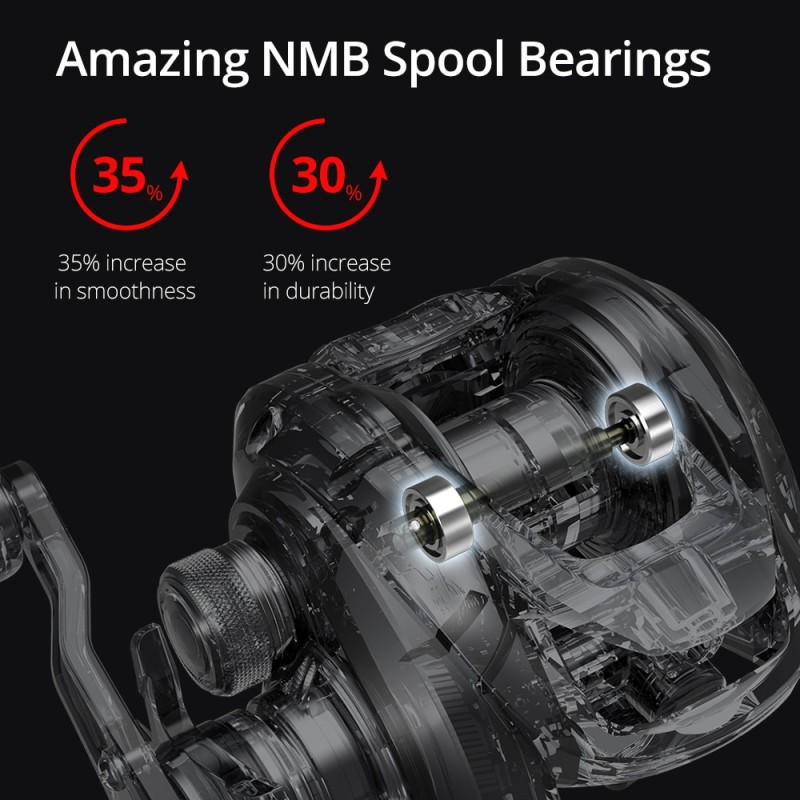 KastKing Sharky III Long Cast Baitcasting Reel 7.2:1 Gear Ratio Reel Carbon Body 10+1Ball Bearings 8 KG Drag 184g  Fishing Coil