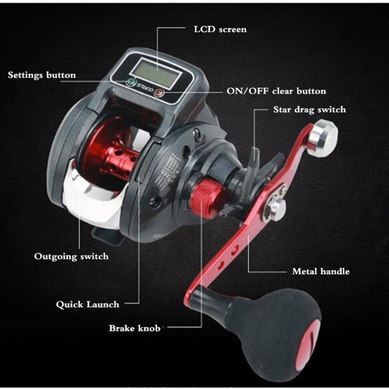 Left/Right Hand Baitcasting Fishing Reel With Line Counter 16+1 Bearings Baitcaster Reel with Digital Display Baitcasts Wheel