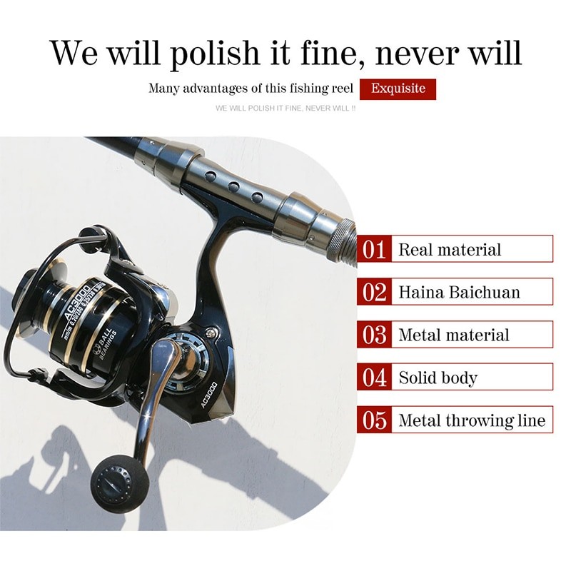 Shimano Fishing Reel 2000-7000 Series Ball Handle 5.2:1 High-speed Rotating Reel Metal Spool Reel