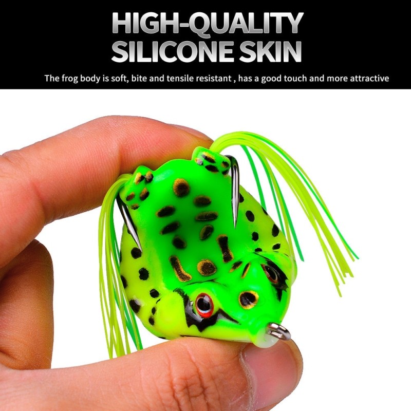 2 Pcs Frog Fishing Lures 5G 8G 13G Trolling Silicone Bait with Fishing Hooks Catfish Top Water Soft Plastic Artificial