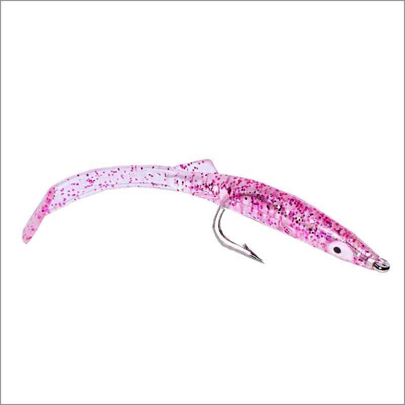 6pcs/lot Fishing Lure Fish Eel Lure white Blue Soft Baits with hook 8cm 2.3g Small Fish Eel Artificial bait Pesca Leurre