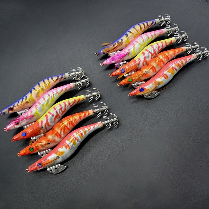 1Pcs Hot 15g 21g Hard Bait Sea Lure Squid Jig Sea Fishing Lure 3D Eyes Shrimp Cuttlefish Squid Octopus Hook Rig